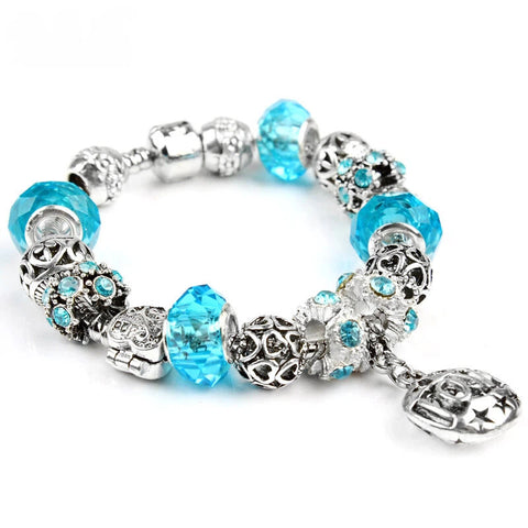 Darrahopens Fashion > Women's Fashion > Women's Jewellery Vintage Crystal Zircon Beaded Bracelet with Hollow LOVE Alloy Pendant, Adjustable Snake Chain Bracelet(17cm+5cm)