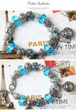 Darrahopens Fashion > Women's Fashion > Women's Jewellery Vintage Crystal Zircon Beaded Bracelet with Hollow LOVE Alloy Pendant, Adjustable Snake Chain Bracelet(17cm+5cm)