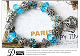 Darrahopens Fashion > Women's Fashion > Women's Jewellery Vintage Crystal Zircon Beaded Bracelet with Hollow LOVE Alloy Pendant, Adjustable Snake Chain Bracelet(20cm+5cm)