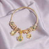 Darrahopens Fashion > Women's Fashion > Women's Jewellery Vintage Love Flower Star Charm Beaded Crown Pendant DIY Open Bangle(18cm)