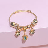 Darrahopens Fashion > Women's Fashion > Women's Jewellery Vintage Love Flower Star Charm Beaded Crown Pendant DIY Open Bangle(18cm)