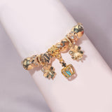 Darrahopens Fashion > Women's Fashion > Women's Jewellery Vintage Love Flower Star Charm Beaded Crown Pendant DIY Open Bangle(18cm)