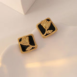 Darrahopens Fashion > Women's Fashion > Women's Jewellery Vintage Matte Black Rose Square Stud Earrings Elegant Fashion Jewelry Women