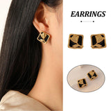 Darrahopens Fashion > Women's Fashion > Women's Jewellery Vintage Matte Black Rose Square Stud Earrings Elegant Fashion Jewelry Women