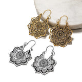Darrahopens Fashion > Women's Fashion > Women's Jewellery Vintage Silver Mandala Flower Dangle Earrings, Hanging Design