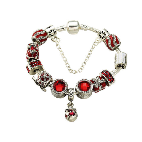 Darrahopens Fashion > Women's Fashion > Women's Jewellery Vintage Silver-Plated Zircon Beaded Bracelet(18cm)