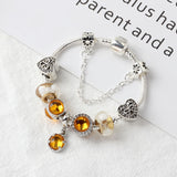 Darrahopens Fashion > Women's Fashion > Women's Jewellery Yellow Zircon Heart Glass Beaded Bracelet with Rhinestones(19cm)