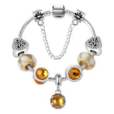 Darrahopens Fashion > Women's Fashion > Women's Jewellery Yellow Zircon Heart Glass Beaded Bracelet with Rhinestones(20cm)