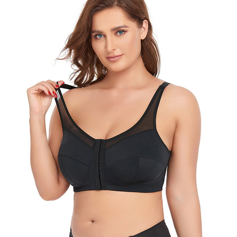 Darrahopens Fashion > Women's Fashion > Women's Lingerie 2 Pcs Size S Women's Wireless Large-Cup Lace Bra with Front Clasp - Comfortable, Breathable, Black