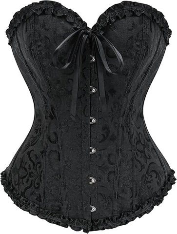 Darrahopens Fashion > Women's Fashion > Women's Lingerie Corset Tops for Women, Bustier Shapewear Lingerie, Lace Waist Push Up Bodysuit black S