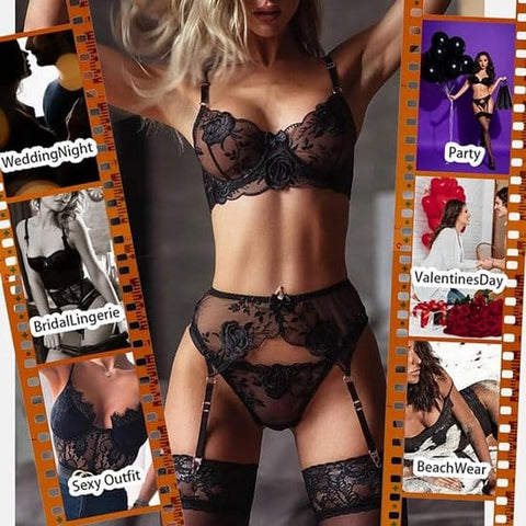 Darrahopens Fashion > Women's Fashion > Women's Lingerie Lingerie - feminine sexy lingerie set - floral print laced bodysuit - struts - backless - sexy lingerie set - seductive lingerie - Valentine's Day gift - size M