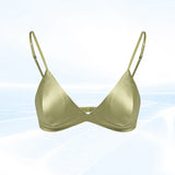 Darrahopens Fashion > Women's Fashion > Women's Lingerie Size L Green French Style Mulberry Silk Wireless Bralette - Triangle Cup Anti-Sagging Bra for Fuller Busts, Lightweight Comfort