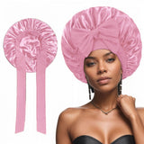 Darrahopens Fashion > Women's Fashion > Women's Sleepwear 2 Pcs Pink Double-Layer Satin Hair Cap with Ribbon Bow – Premium Silk-Like Beauty & Hair Protection Hat