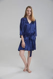 Darrahopens Fashion > Women's Fashion > Women's Sleepwear Silk Robe - Navy Blue, One Size - Luxurious Lightweight Satin Gown, Soft & Breathable Loungewear - Premium Comfort & Timeless Elegance with Every Wear