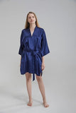Darrahopens Fashion > Women's Fashion > Women's Sleepwear Silk Robe - Navy Blue, One Size - Luxurious Lightweight Satin Gown, Soft & Breathable Loungewear - Premium Comfort & Timeless Elegance with Every Wear