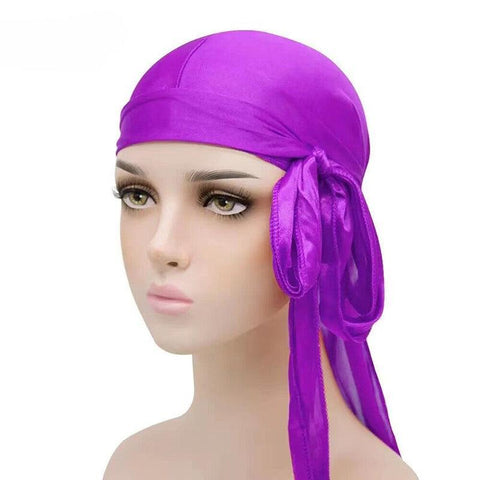 Darrahopens Fashion > Women's Fashion > Women's Sleepwear Velvet Durag Silky Hat Cap Men Women Premium Designer Doo Rag Wave Silk Headwear - Purple