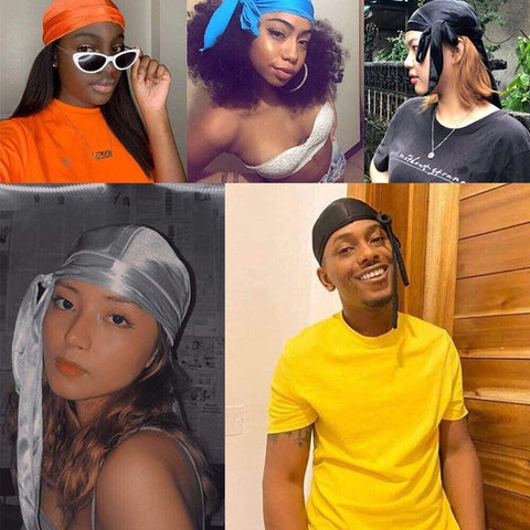 Darrahopens Fashion > Women's Fashion > Women's Sleepwear Velvet Durag Silky Hat Cap Men Women Premium Designer Doo Rag Wave Silk Headwear - Sliver grey