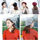 Darrahopens Fashion > Women's Fashion > Women's Sleepwear Women Ladies Beanie Wool French Beret Newsboy Hat Cap Winter Warm Hats Girls - Red