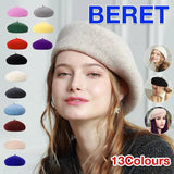 Darrahopens Fashion > Women's Fashion > Women's Sleepwear Women Ladies Beanie Wool French Beret Newsboy Hat Cap Winter Warm Hats Girls - White