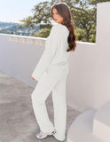 Darrahopens Fashion > Women's Fashion > Women's Sleepwear Women's 2-Piece Clothing Set, Fuzzy Wool Pajama Set Long Sleeve Loungewear, Black L