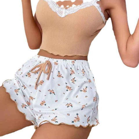 Darrahopens Fashion > Women's Fashion > Women's Sleepwear Women Sleepwear Set V Neck Sleeveless Shorts Suit Khaki M In Australia - Darrahopens