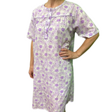 Darrahopens Fashion > Women's Fashion > Women's Sleepwear Womens 100% Cotton Short Sleeve Nightie Gown Night Sleepwear Pyjamas PJ Pajamas - Lilac - 16