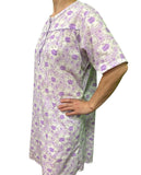 Darrahopens Fashion > Women's Fashion > Women's Sleepwear Womens 100% Cotton Short Sleeve Nightie Gown Night Sleepwear Pyjamas PJ Pajamas - Lilac - 16