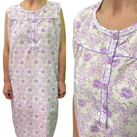 Darrahopens Fashion > Women's Fashion > Women's Sleepwear Womens 100% Cotton Sleeveless Nightie Gown Night Dress Pyjamas PJ Pajamas Sleep - Lilac - 20