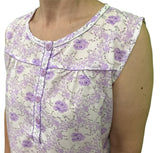 Darrahopens Fashion > Women's Fashion > Women's Sleepwear Womens 100% Cotton Sleeveless Nightie Gown Night Dress Pyjamas PJ Pajamas Sleep - Lilac - 20