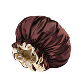 Darrahopens Fashion > Women's Fashion > Women's Sleepwear Womens Satin Sleep Cap Bonnet Elastic Wide Band Hair Sleeping Hat - Wine red