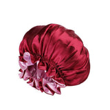 Darrahopens Fashion > Women's Fashion > Women's Sleepwear Womens Satin Sleep Cap Bonnet Elastic Wide Band Hair Sleeping Hat - Wine red