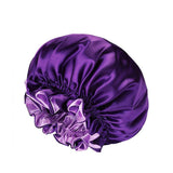 Darrahopens Fashion > Women's Fashion > Women's Sleepwear Womens Satin Sleep Cap Bonnet Elastic Wide Band Hair Sleeping Hat - Wine red
