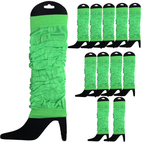 Darrahopens Fashion > Women's Fashion > Women's Socks & Hosiery 12 LEG WARMERS Knitted Womens Neon Party Knit Ankle Fluro Dance Costume 80s BULK - Fluro Green