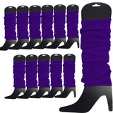 Darrahopens Fashion > Women's Fashion > Women's Socks & Hosiery 12 LEG WARMERS Knitted Womens Neon Party Knit Ankle Fluro Dance Costume 80s BULK - Purple