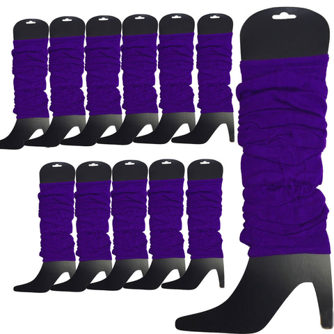 Darrahopens Fashion > Women's Fashion > Women's Socks & Hosiery 12 LEG WARMERS Knitted Womens Neon Party Knit Ankle Fluro Dance Costume 80s BULK - Purple