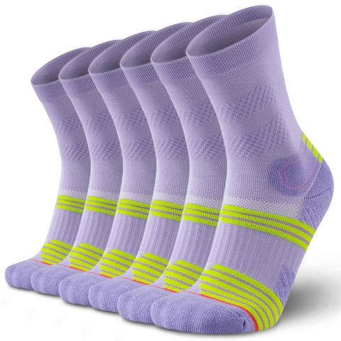 Darrahopens Fashion > Women's Fashion > Women's Socks & Hosiery 3 pack Womens Viscose Compression Running Crew Socks, Moisture-Wicking Anti-Blister Hiking&Gym Athletic（Purple）