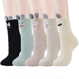 Darrahopens Fashion > Women's Fashion > Women's Socks & Hosiery 5 Pairs Fluffy Bed Socks for Women Winter Warm Cuddly Christmas Socks