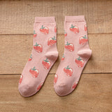 Darrahopens Fashion > Women's Fashion > Women's Socks & Hosiery 5 pairs of socks - Women's autumn and winter socks - Women's strawberry socks - Fashion socks with round neck - Princess socks - Preppy style socks