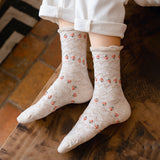 Darrahopens Fashion > Women's Fashion > Women's Socks & Hosiery 5 pairs of socks - Women's autumn and winter socks - Women's strawberry socks - Fashion socks with round neck - Princess socks - Preppy style socks