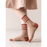 Darrahopens Fashion > Women's Fashion > Women's Socks & Hosiery 5 Pairs Womens Retro Stripe Crew Socks Soft Cotton Mid Calf Casual Daily Wear Socks Multipack In Australia - Darrahopens