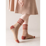 Darrahopens Fashion > Women's Fashion > Women's Socks & Hosiery 5 Pairs Womens Retro Stripe Crew Socks Soft Cotton Mid Calf Casual Daily Wear Socks Multipack In Australia - Darrahopens
