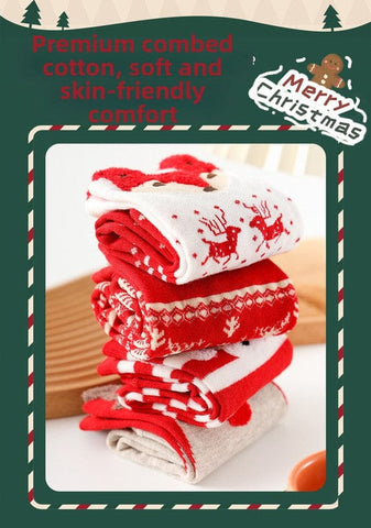 Darrahopens Fashion > Women's Fashion > Women's Socks & Hosiery Christmas Products Christmas Socks Combed Cotton 4 Pair Medium Socks Gift Box
