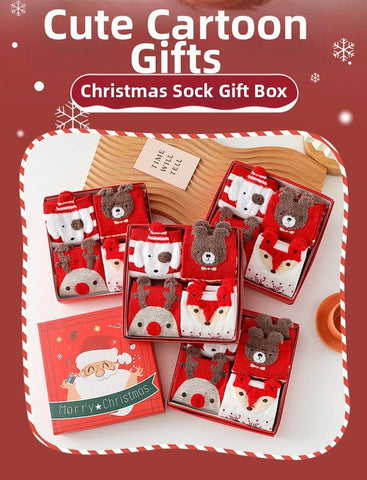 Darrahopens Fashion > Women's Fashion > Women's Socks & Hosiery Christmas Products Christmas Socks Combed Cotton 4 Pair Medium Socks Gift Box