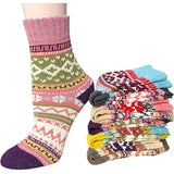 Darrahopens Fashion > Women's Fashion > Women's Socks & Hosiery Merino Wool Socks for Hiking Backpacking Winter Women's 5 Pairs Thermal Knitting Socks Red Brown Green Blue Dark Blue