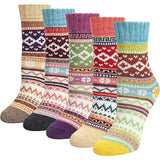 Darrahopens Fashion > Women's Fashion > Women's Socks & Hosiery Merino Wool Socks for Hiking Backpacking Winter Women's 5 Pairs Thermal Knitting Socks Red Brown Green Blue Dark Blue