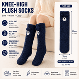 Darrahopens Fashion > Women's Fashion > Women's Socks & Hosiery Navy Blue Winter Women’s Cute Bear Plush Knee High Slipper Socks – Warm Fleece Floor Socks and Sleeping Socks with Non-Slip Grips, One Size for EU 35-40