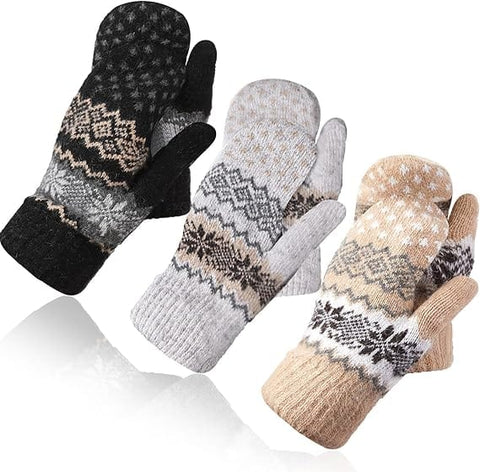 Darrahopens Fashion > Women's Fashion > Women's Socks & Hosiery Pack of 3 pairs - Warm winter gloves for women - Extra thick - Knitted imitation - Suitable for cold winter weather (style B)