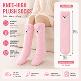 Darrahopens Fashion > Women's Fashion > Women's Socks & Hosiery Pink Winter Women’s Cute Bear Plush Knee High Slipper Socks – Warm Fleece Floor Socks and Sleeping Socks with Non-Slip Grips, One Size for EU 35-40