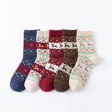 Darrahopens Fashion > Women's Fashion > Women's Socks & Hosiery Socks - 5 pairs - Christmas socks - Lounge socks - Warm socks - Cute mid-height reindeer women's socks - Christmas sock set - Christmas gift - Birthday gift - Reindeer series