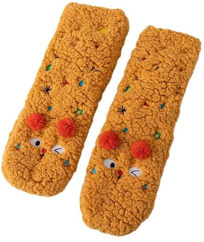 Darrahopens Fashion > Women's Fashion > Women's Socks & Hosiery Thick Socks - Women - Fall/Winter - Cute mid-calf sleeping socks - Fleece lining for warmth - Floor socks for home - Orange